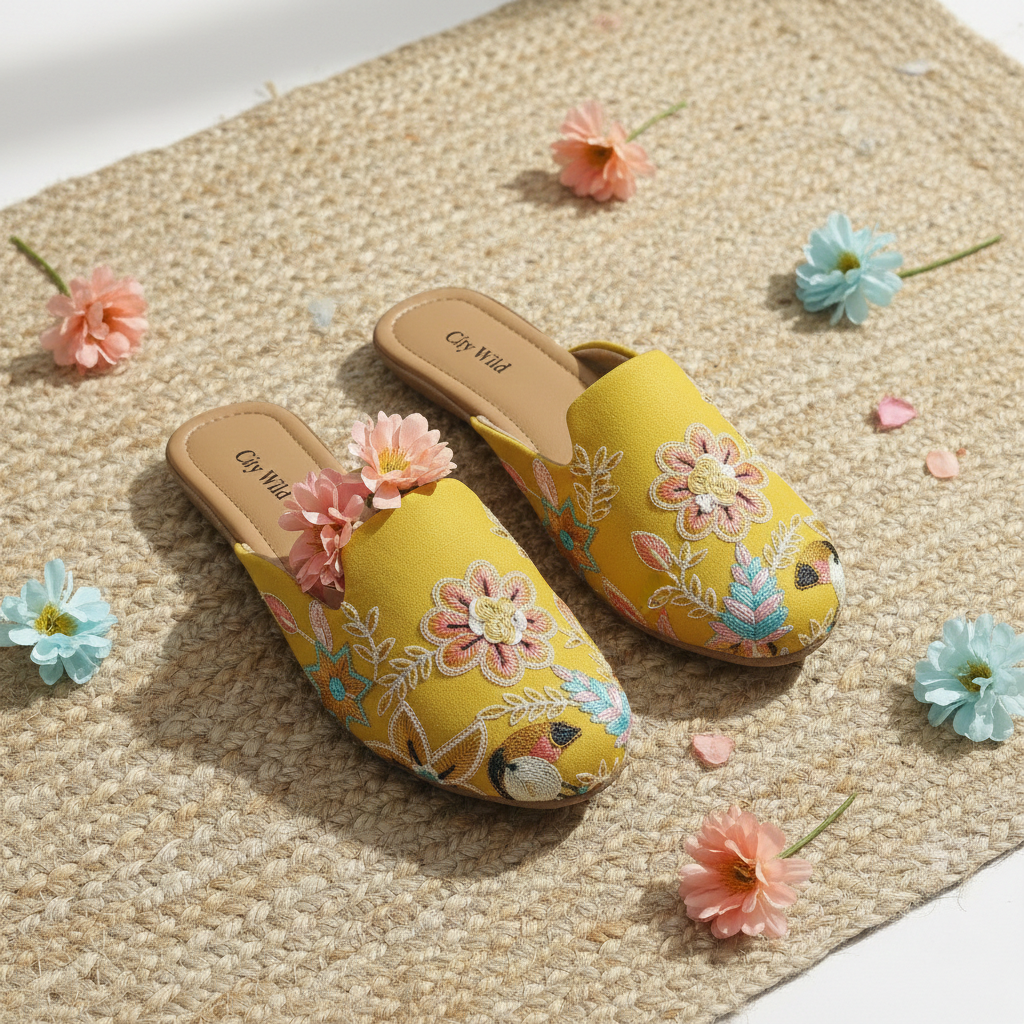 Mogra - Yellow Flat Mule