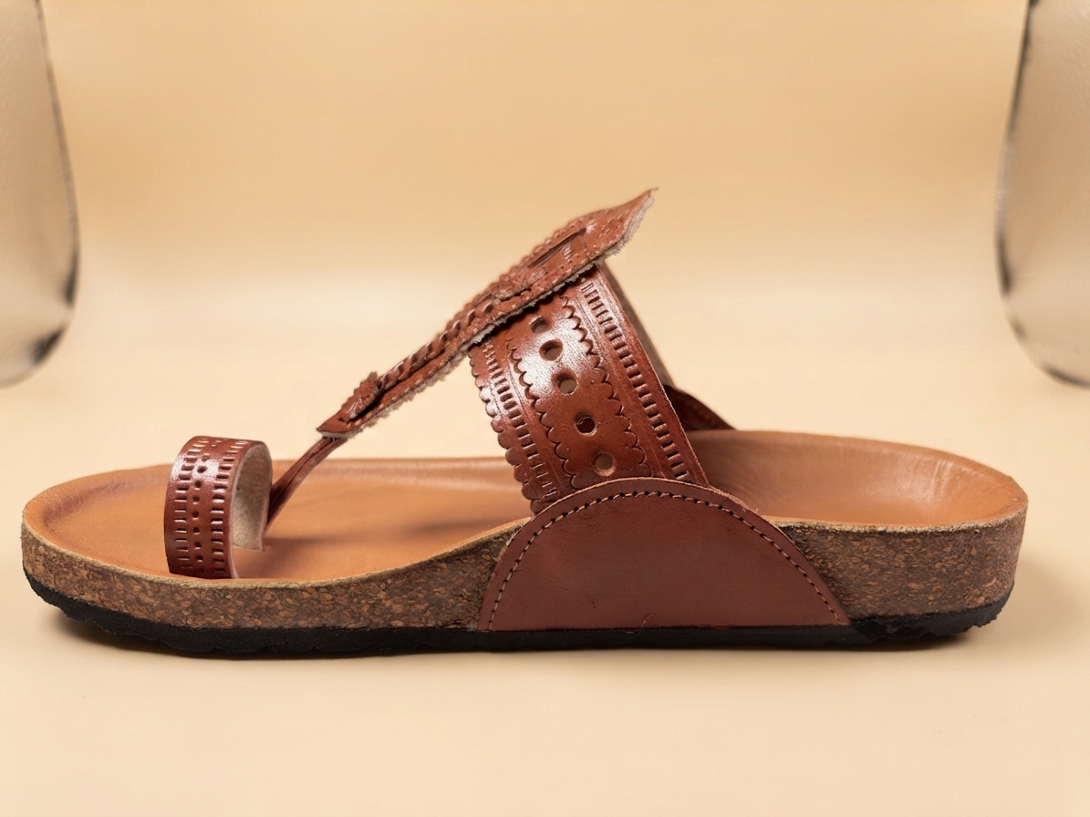 Vintage Tan Cork Kolhapuri Sandals