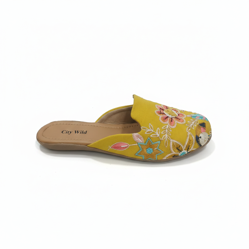 Mogra - Yellow Flat Mule