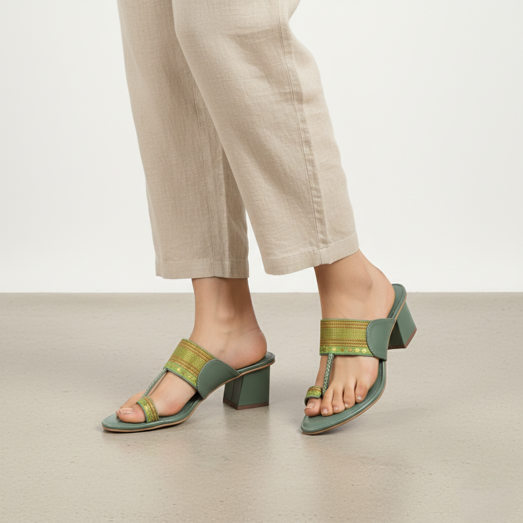 Citrus - Lime Green Kolhapuri Sandals