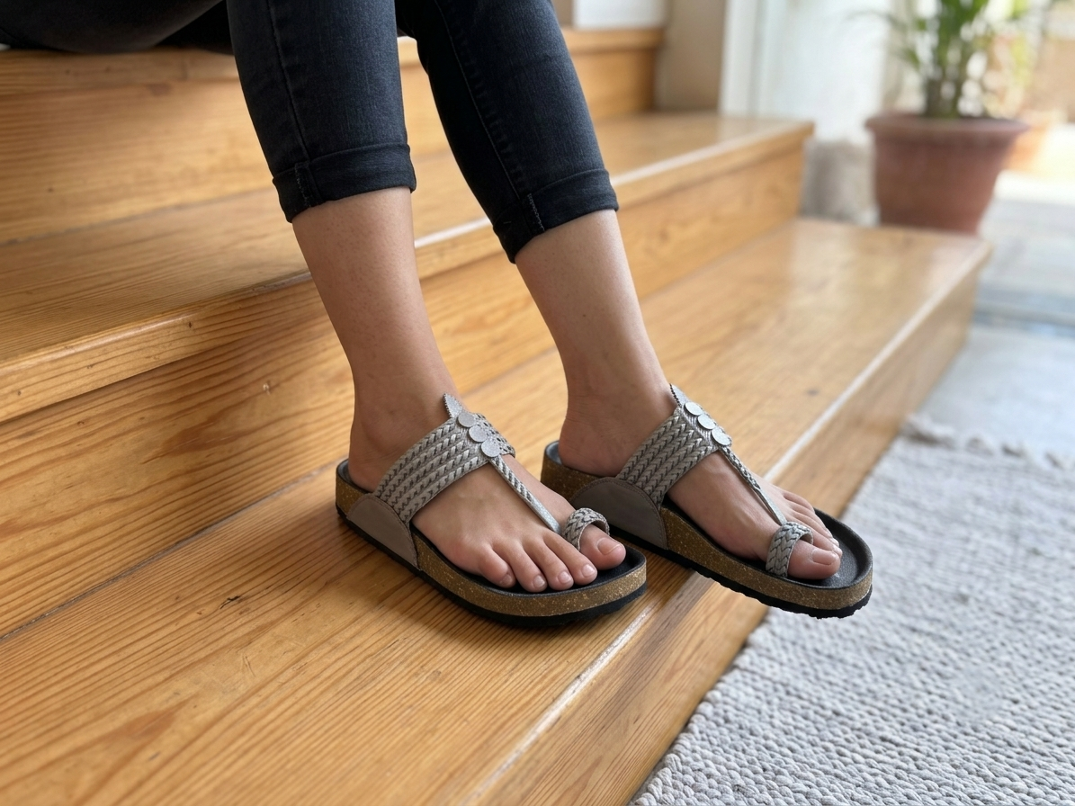 Women's Kolhapuri Sandals – Genuine Leather Five-Braided Flats