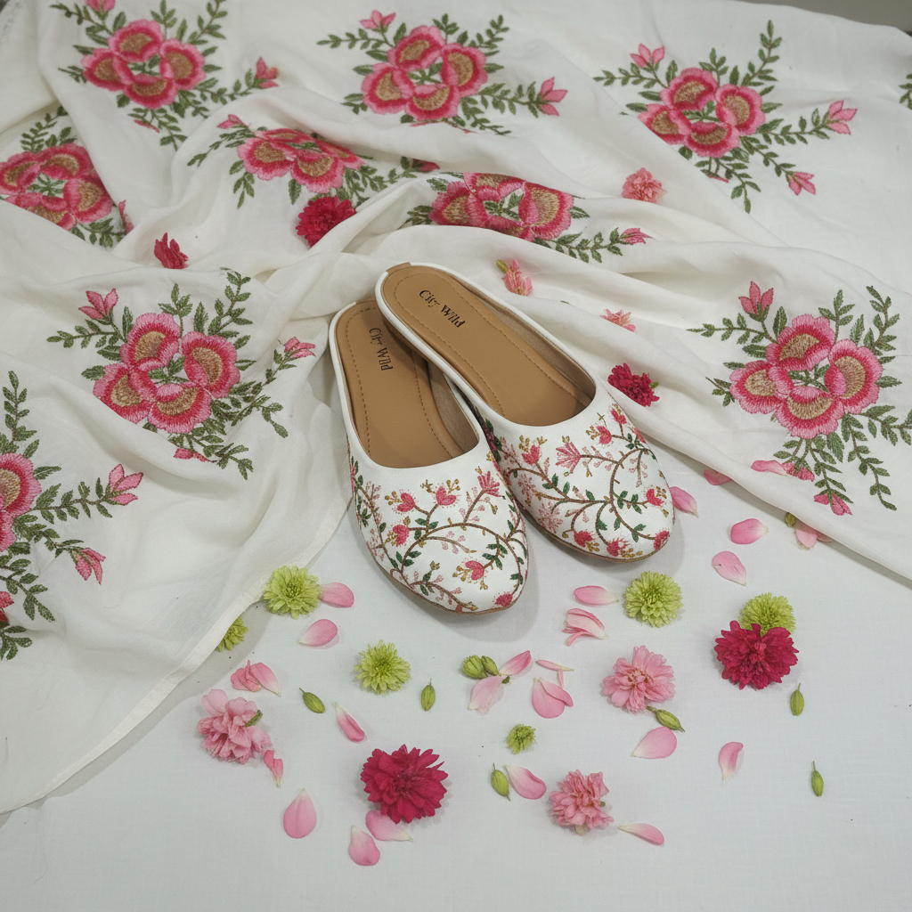 Noor - White Flat Mule