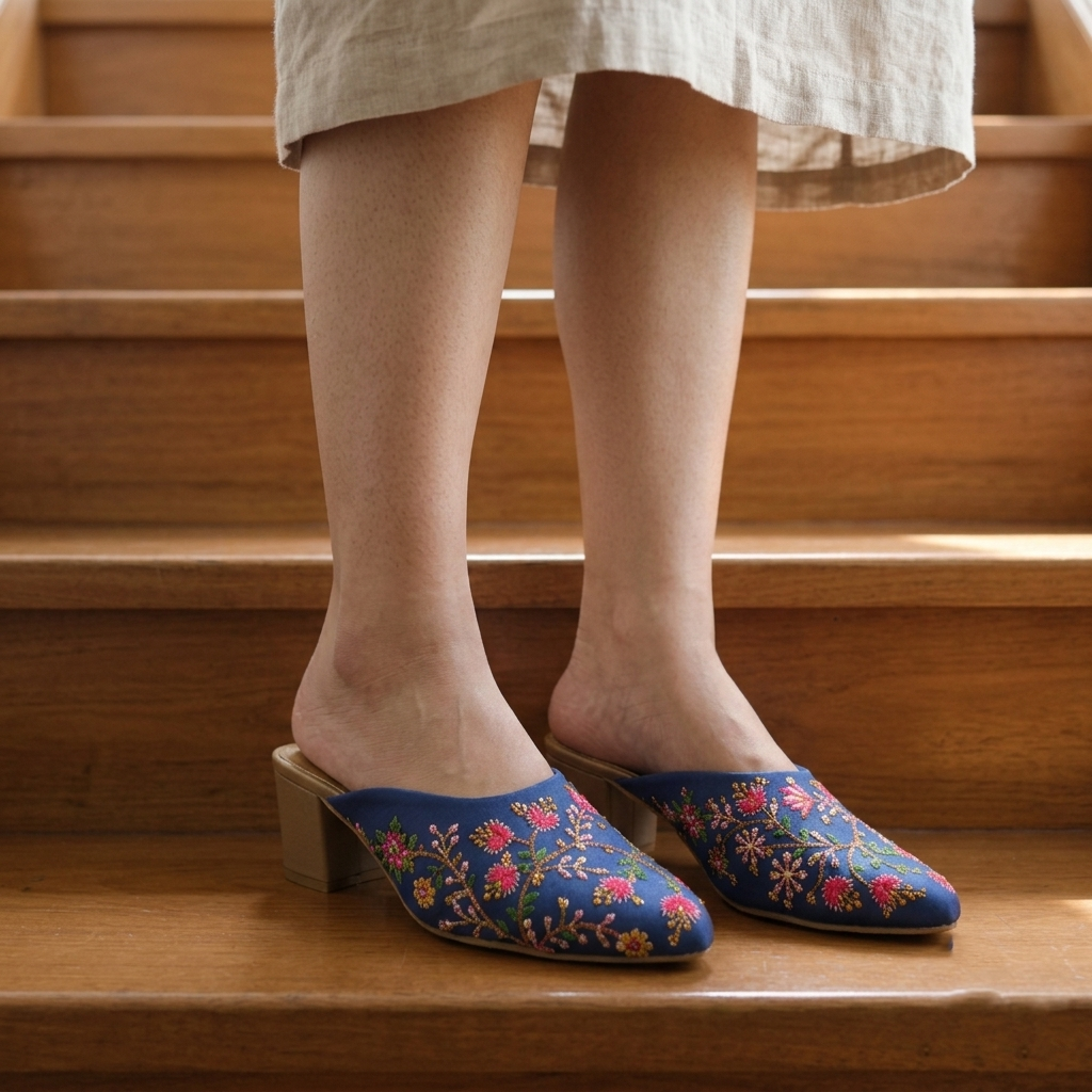 Chandni - Blue Heeled Mule