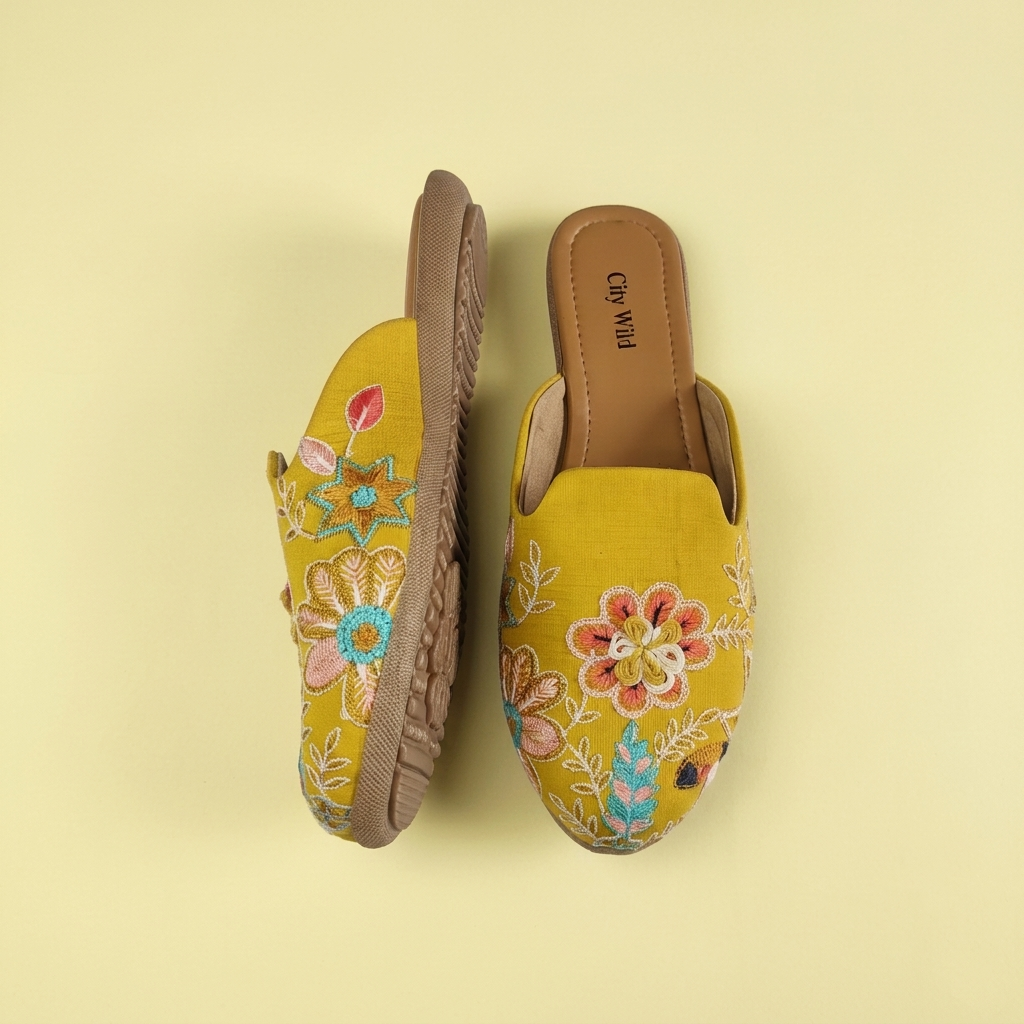 Mogra - Yellow Flat Mule