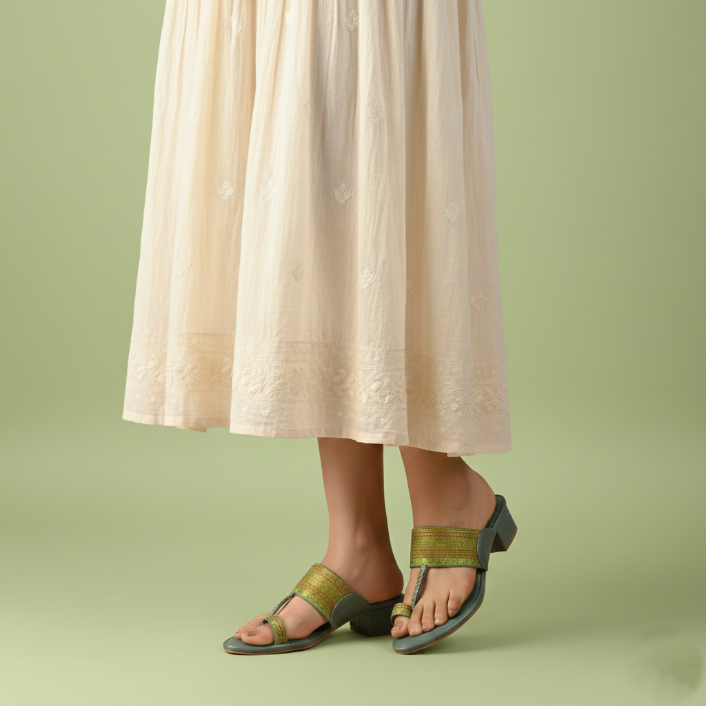 Citrus - Lime Green Kolhapuri Sandals