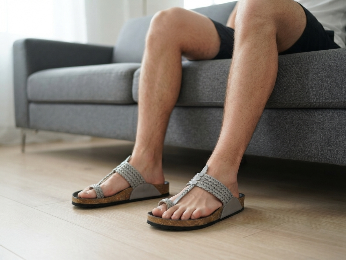 Men Fusion Kolhapuri Sandal with Five Braided Grey Upper