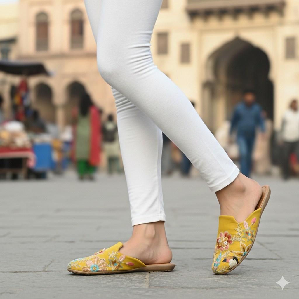 Mogra - Yellow Flat Mule