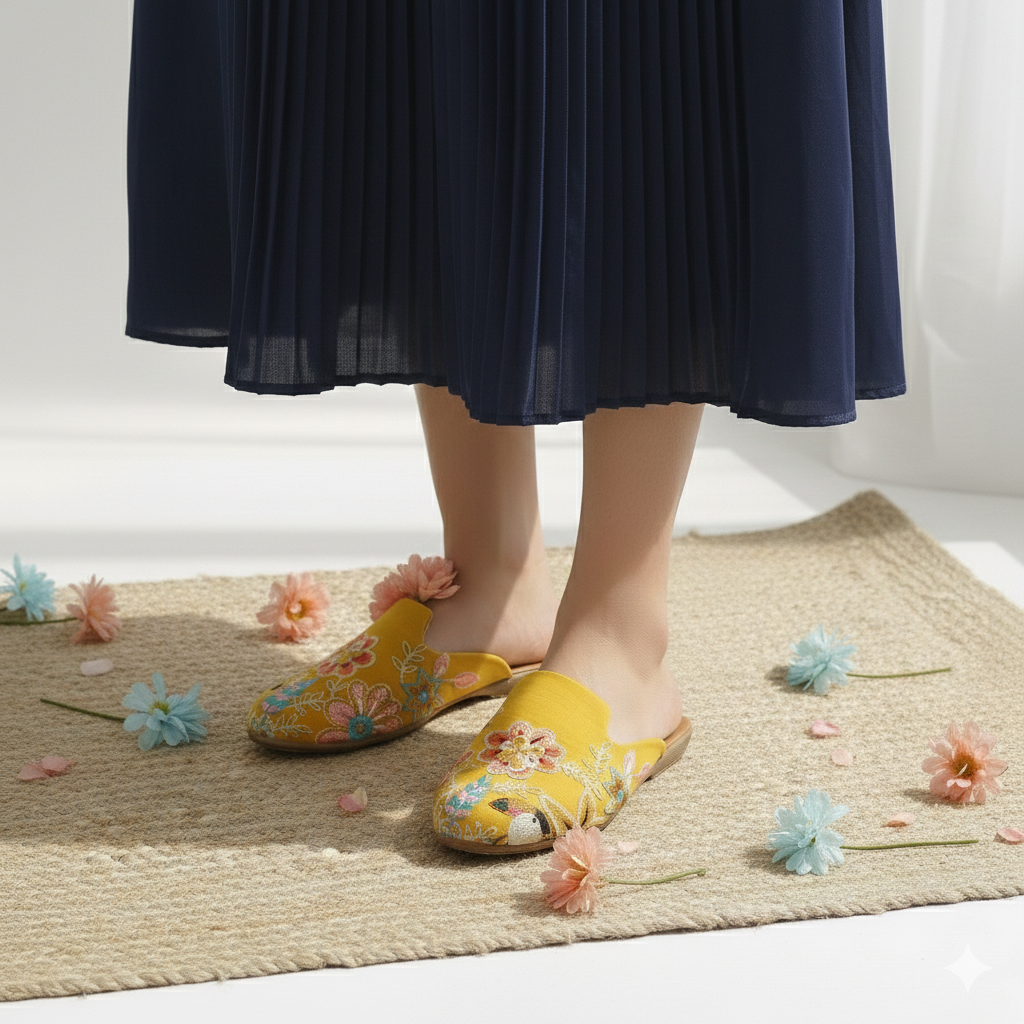 Mogra - Yellow Flat Mule