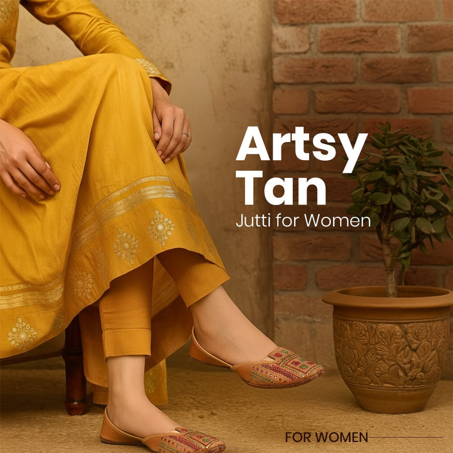 Artsy tan punjabi jutti for women