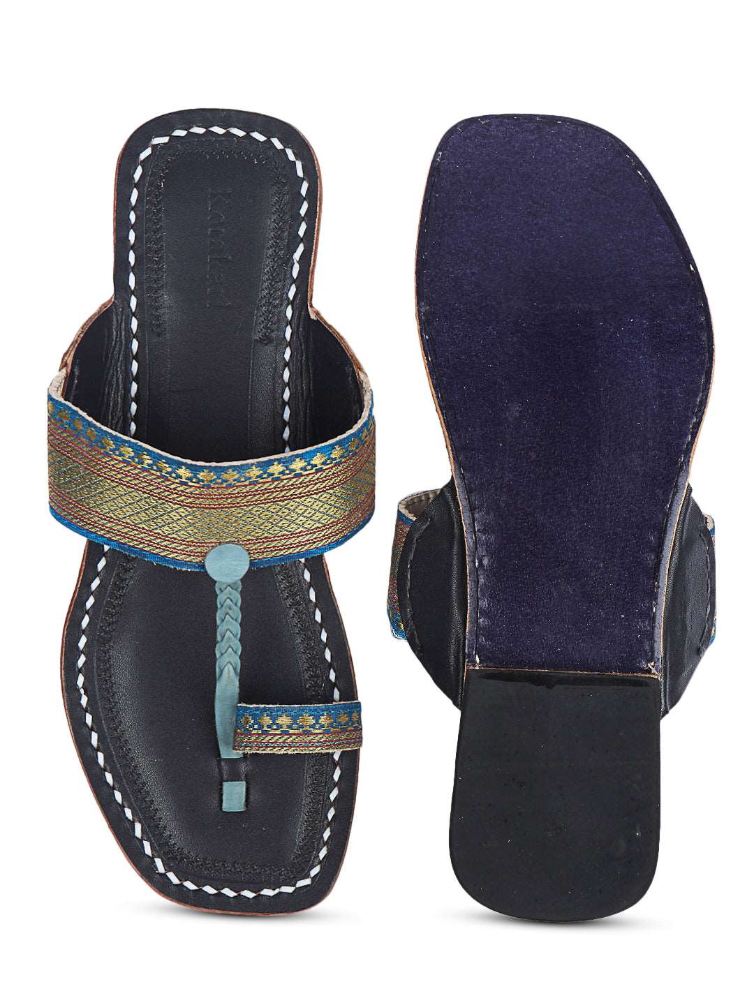 Blue on Blue - Koolhapuri Chappal for women
