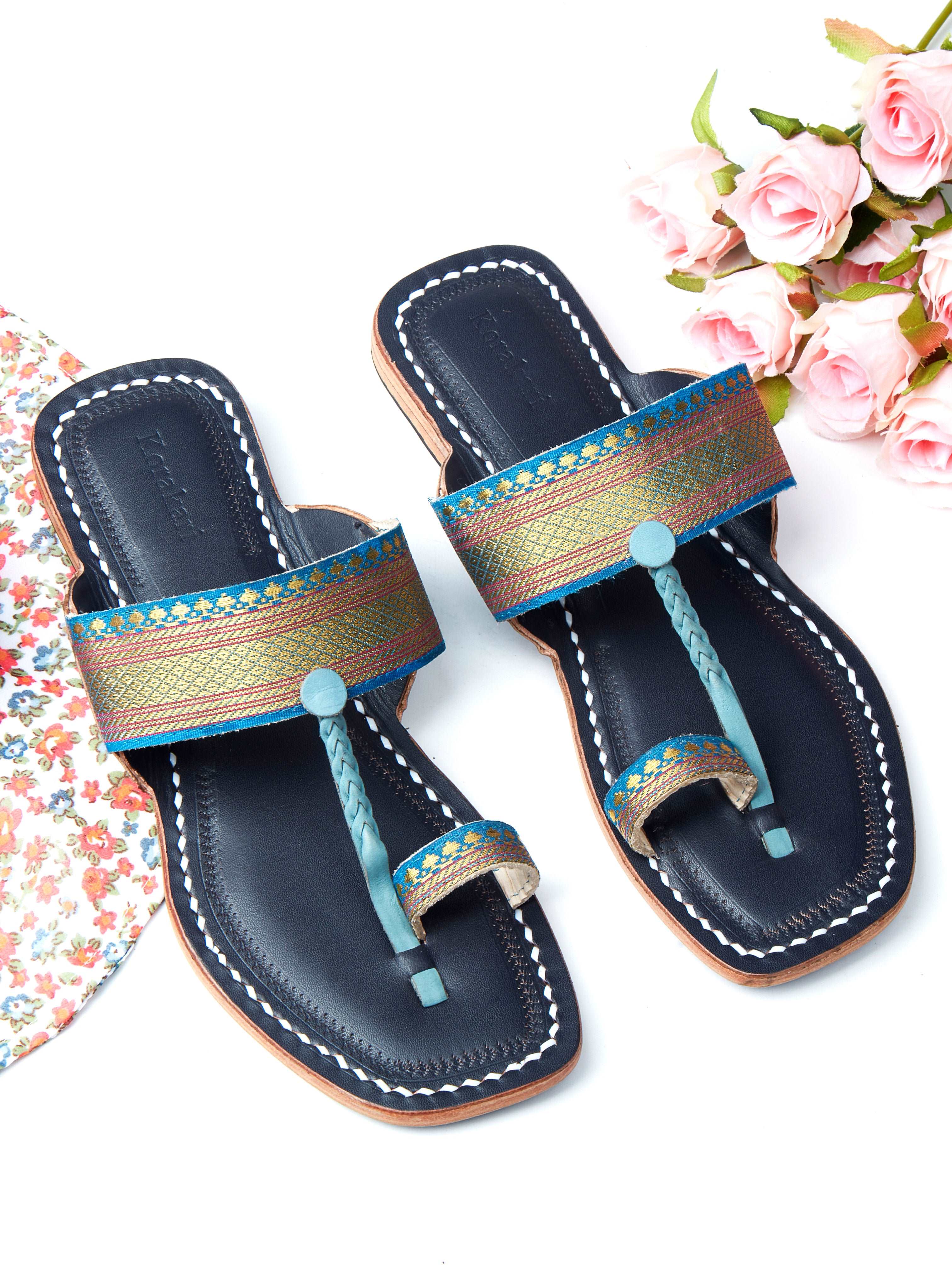 Blue on Blue - Koolhapuri Chappal for women
