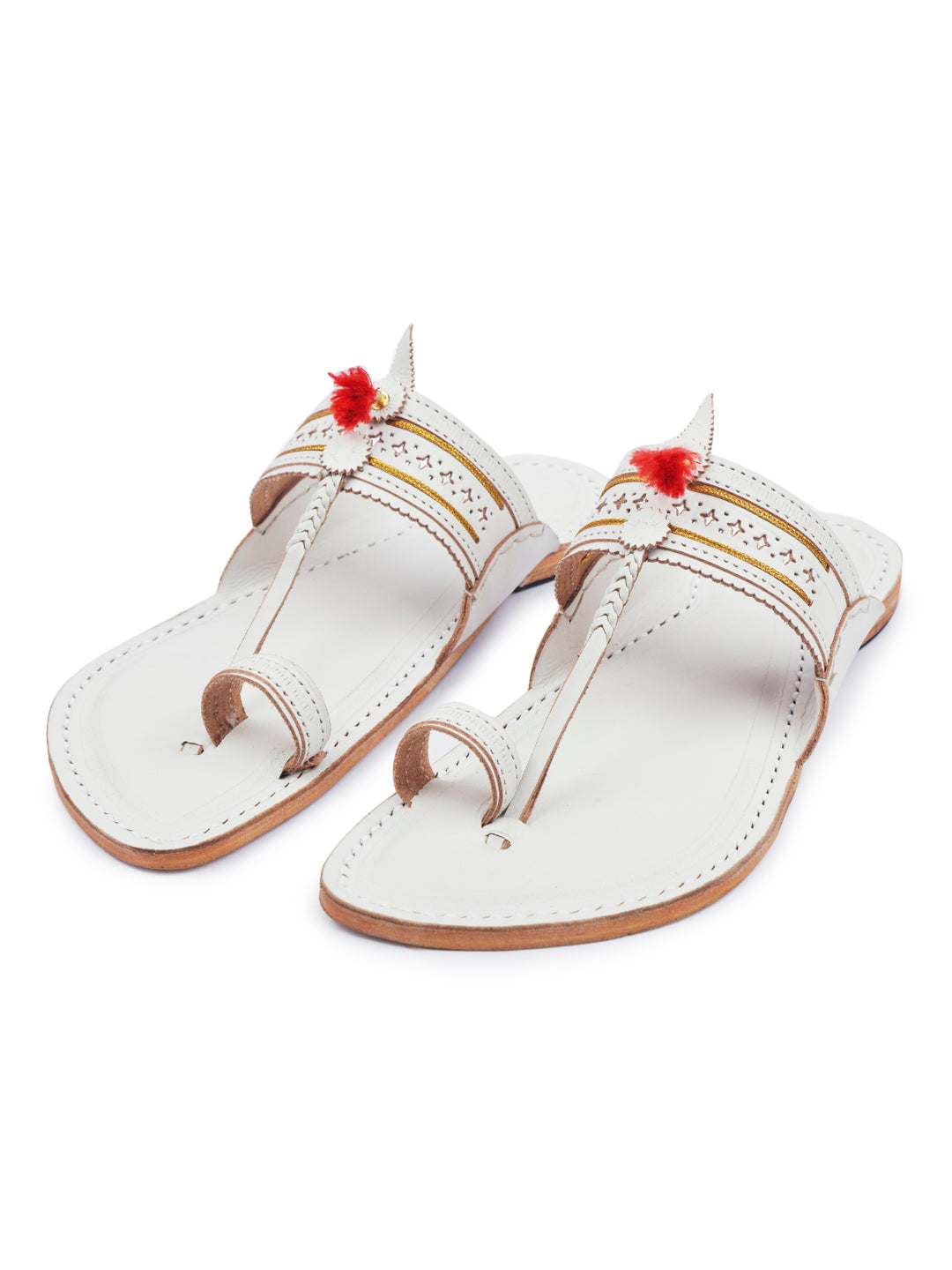 Authentic White Kolhapuri Chappal. 