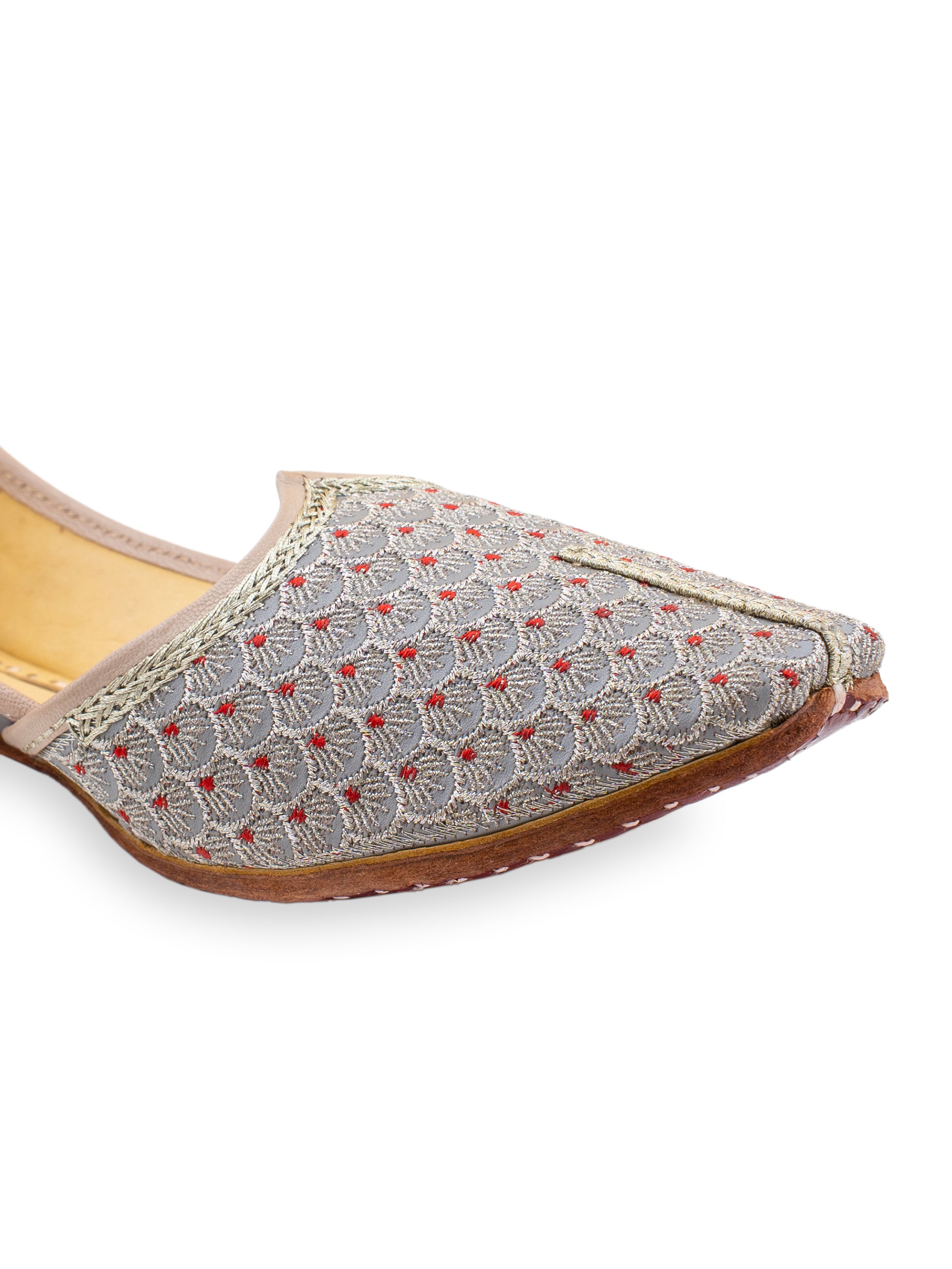 Pearly Reds Leather Punjabi Jutti for Men