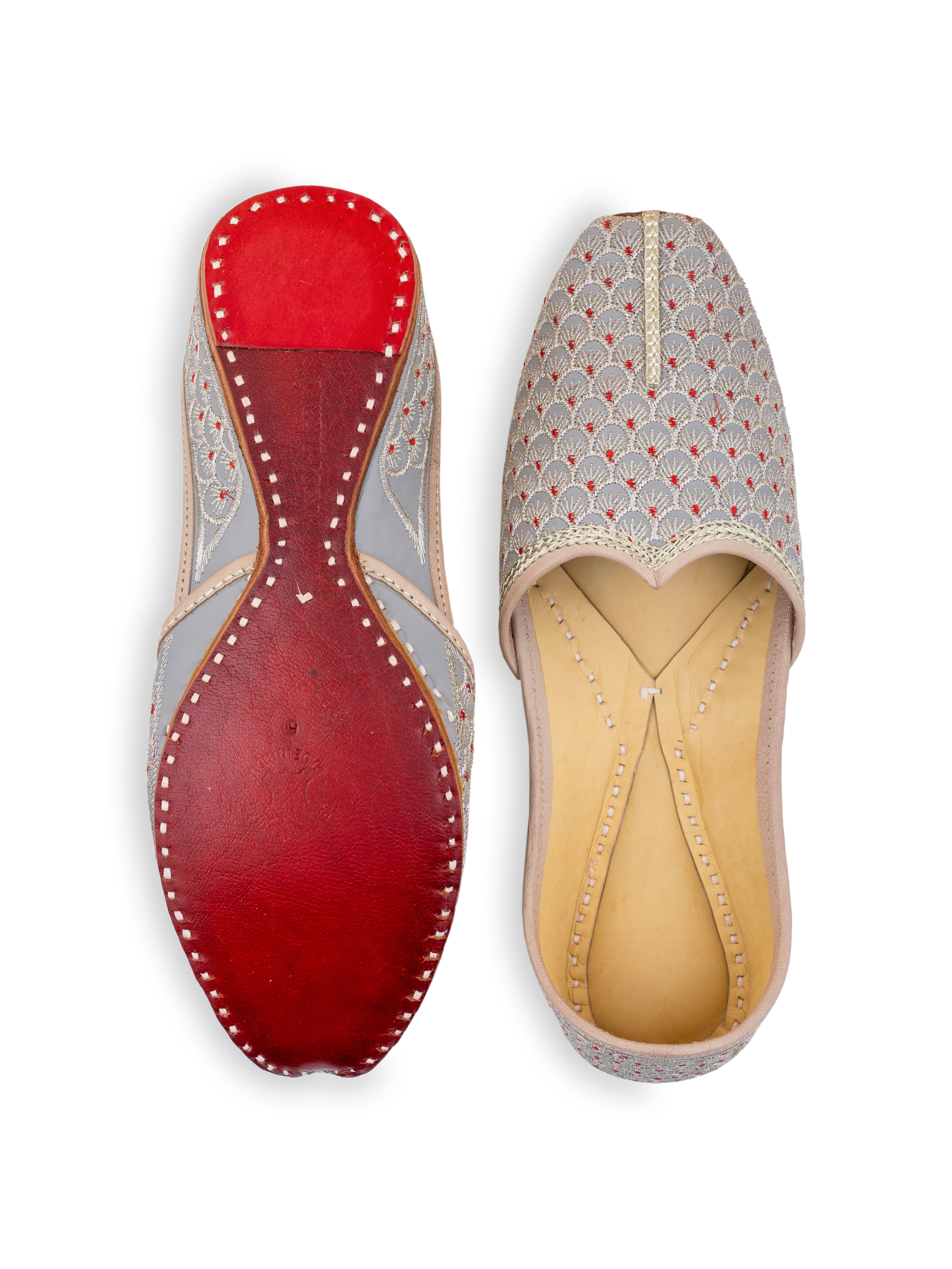 Pearly Reds Leather Punjabi Jutti for Men