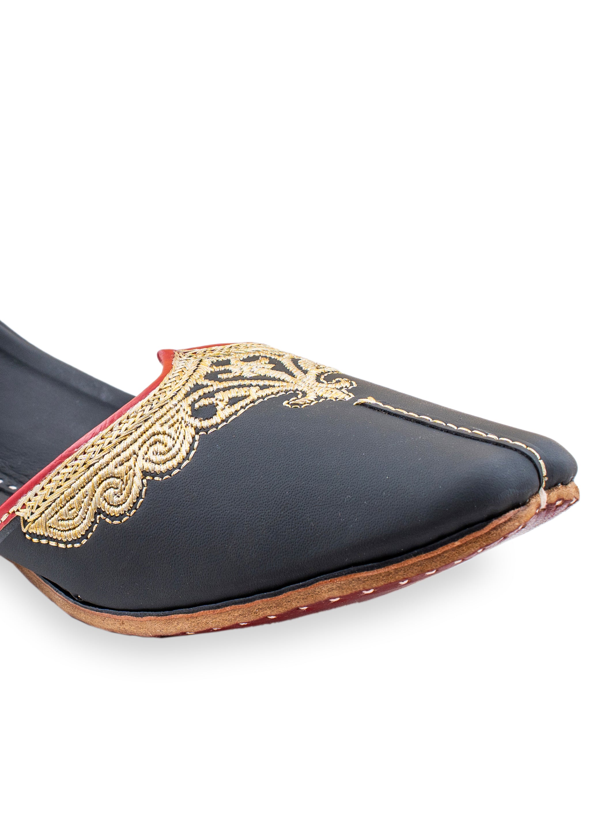 Kohinoor Black Leather Punjabi Jutti for Men