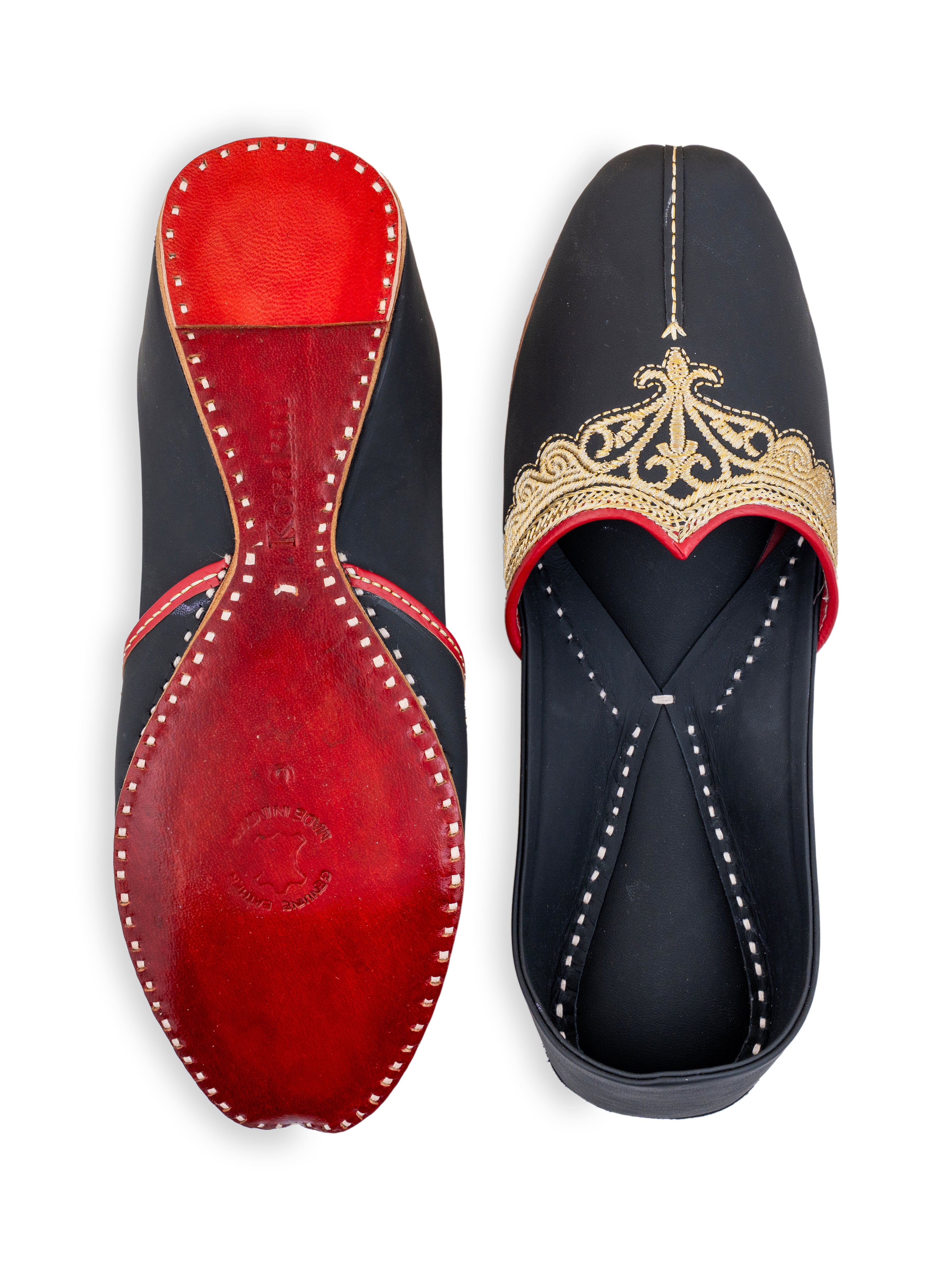 Kohinoor Black Leather Punjabi Jutti for Men