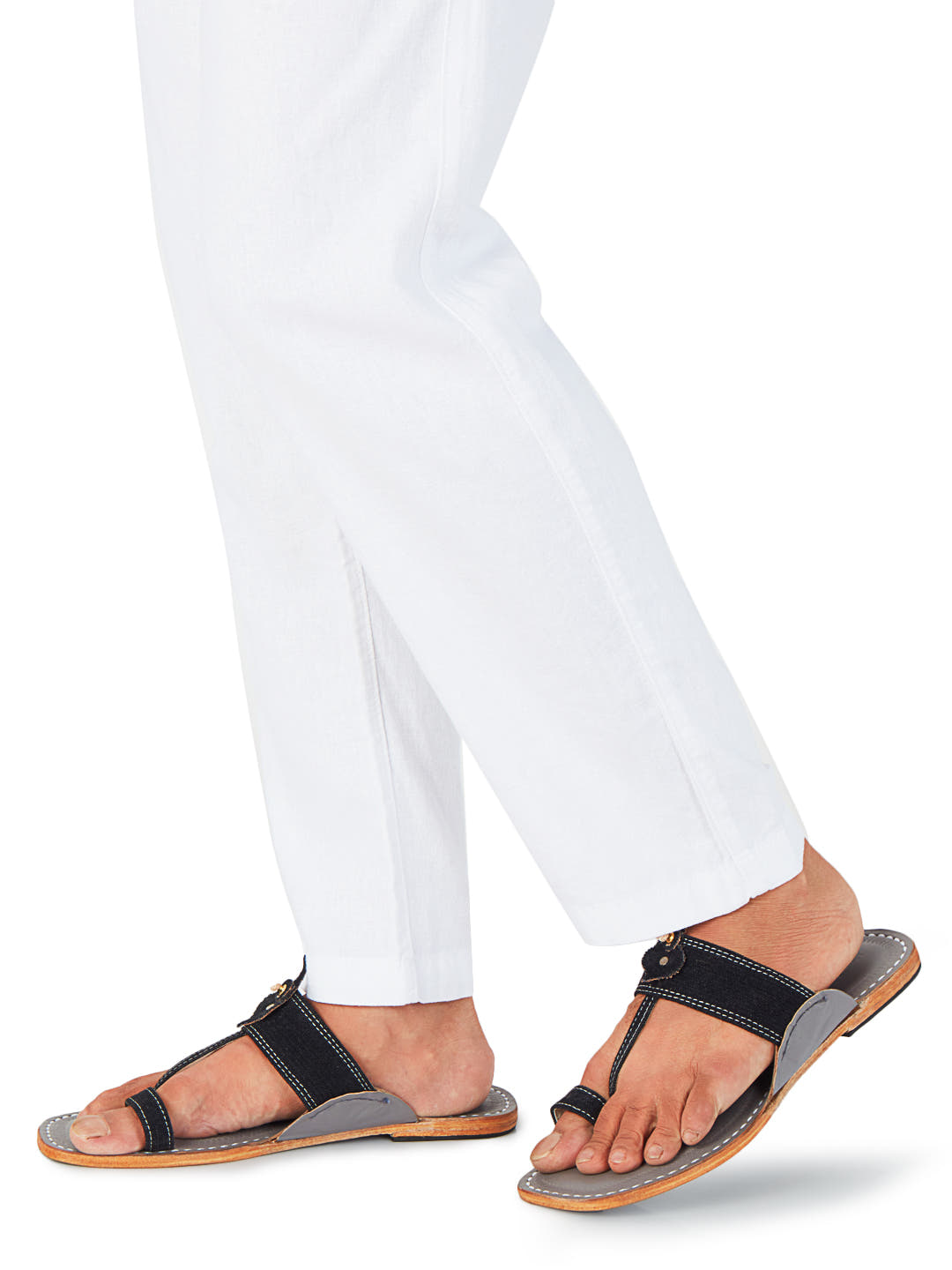 Black Denim Kolhapuri Chappal