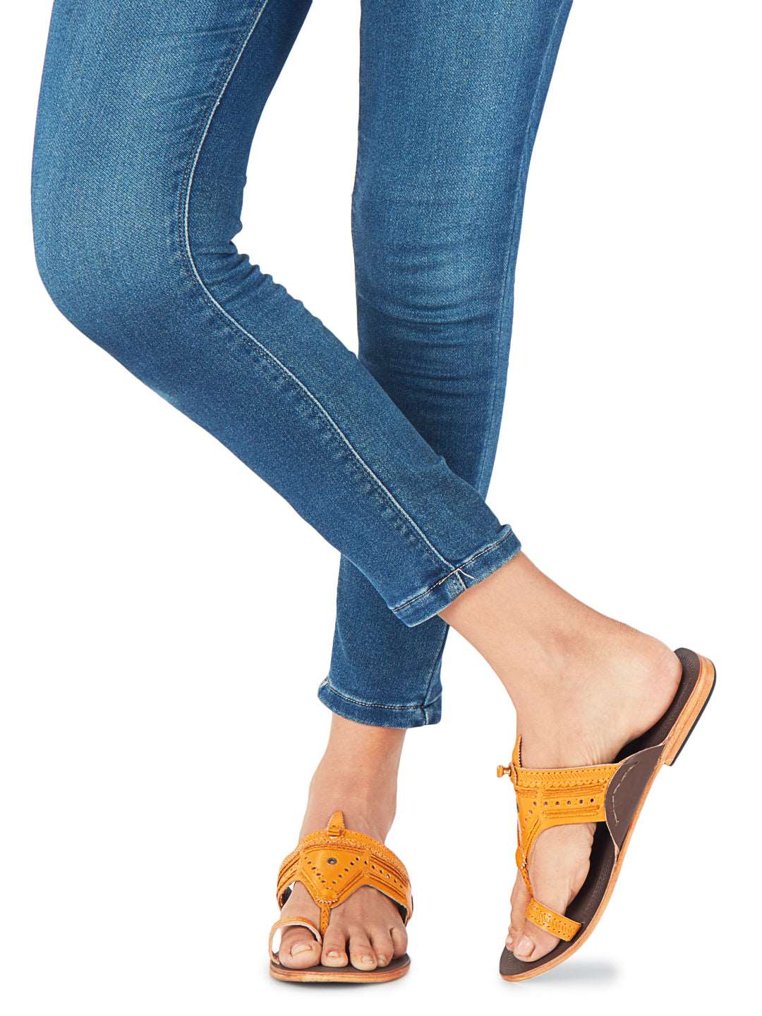 Chic Triangula Dual- kolhapuri leather chappal for women