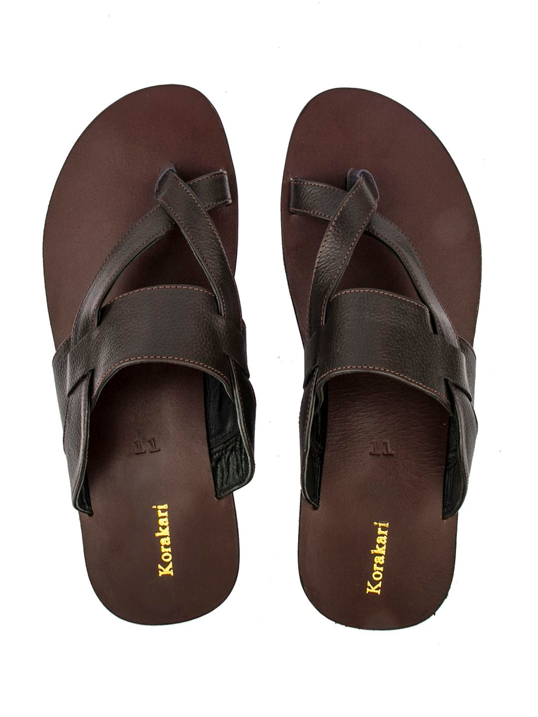 Modern Elegance: Handmade V-Straps Brown Leather Sandals for Men
