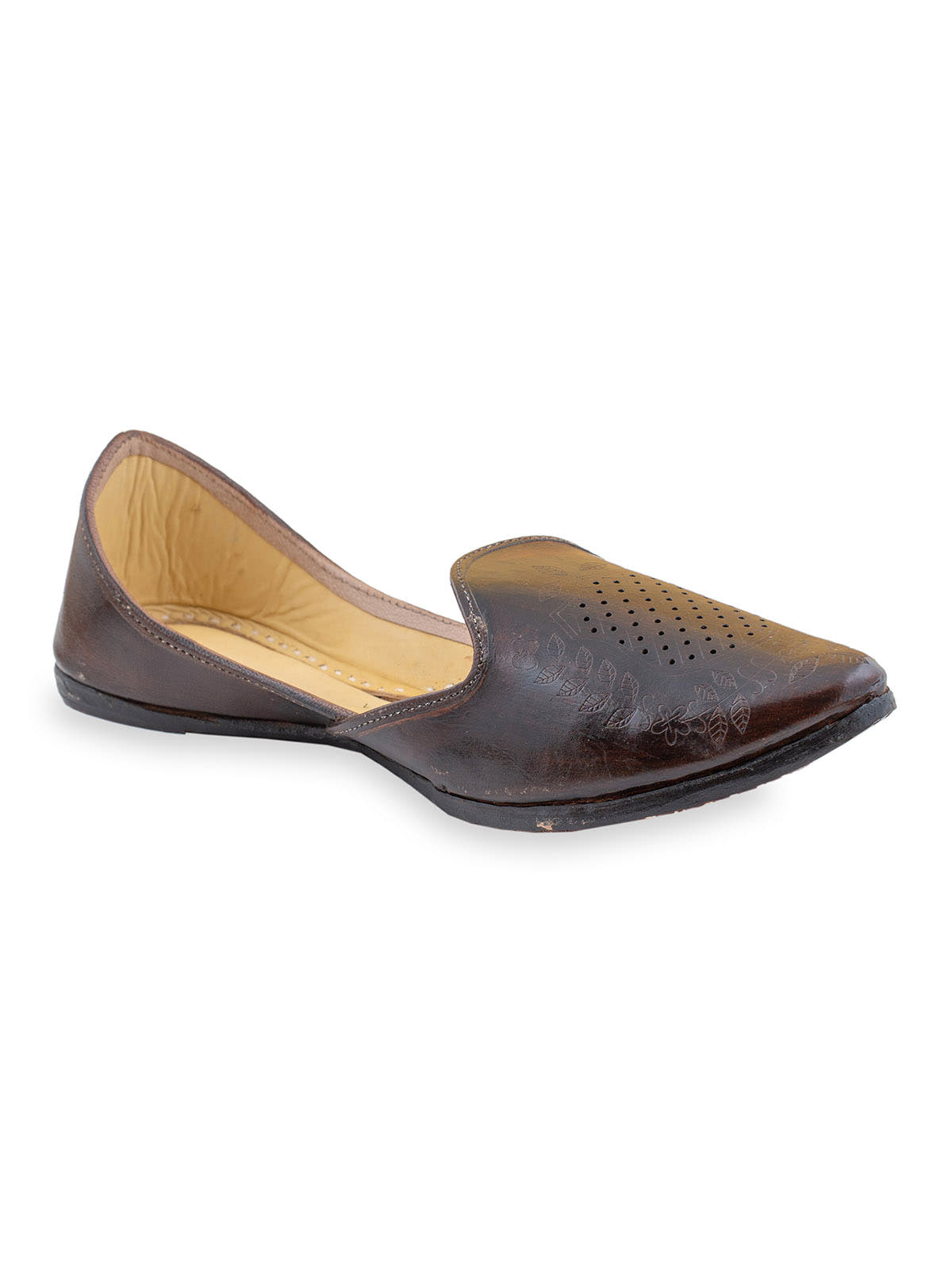 Meera's Brown Leather Punjabi Jutti for Men