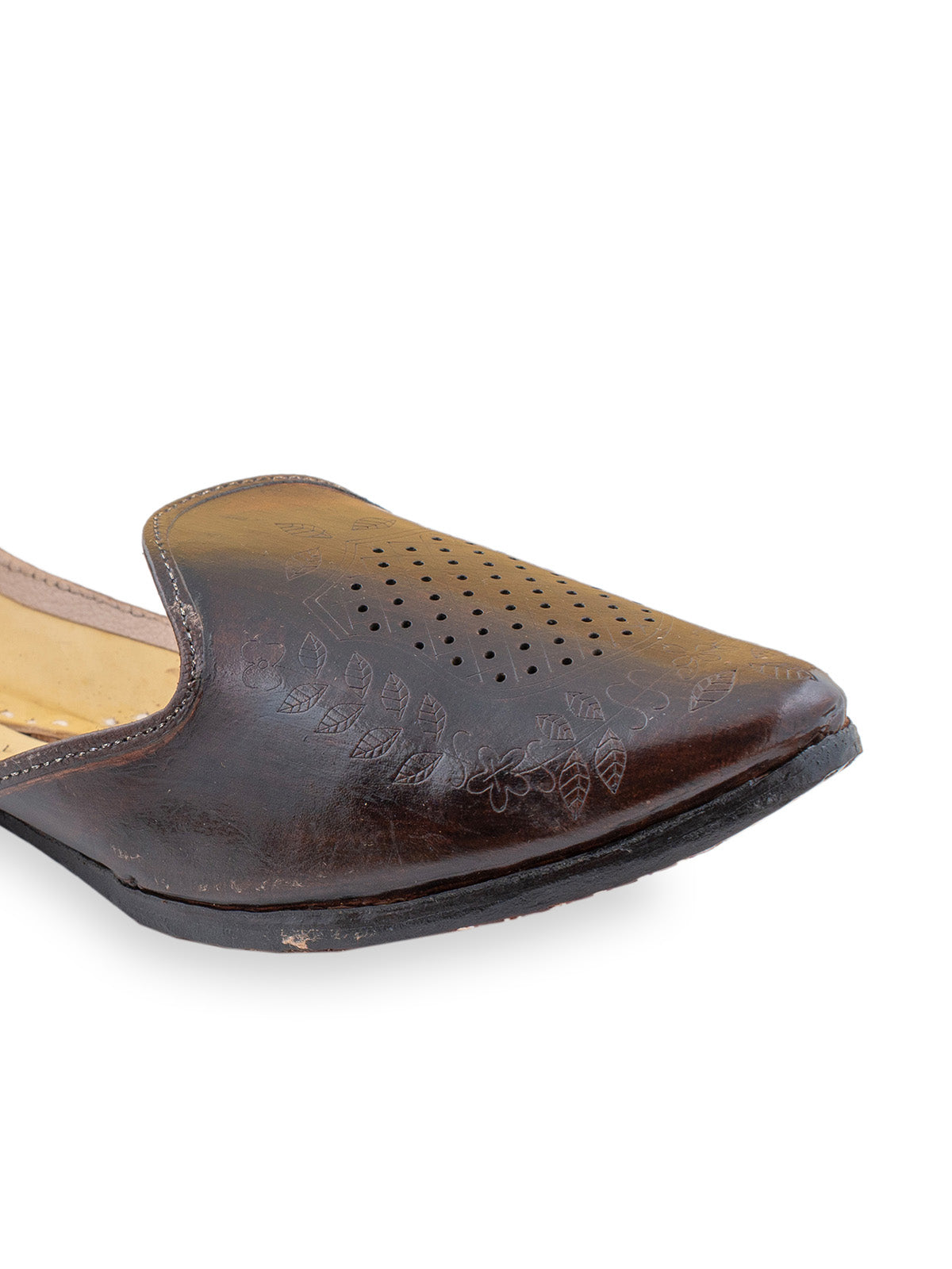 Meera's Brown Leather Punjabi Jutti for Men