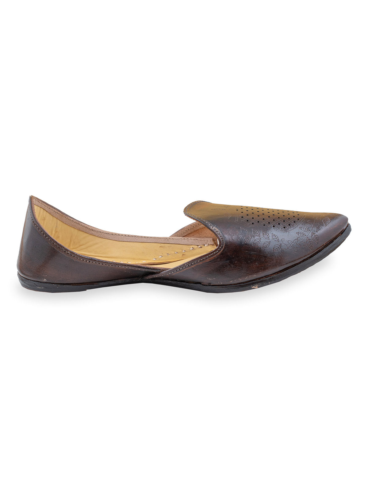 Meera's Brown Leather Punjabi Jutti for Men