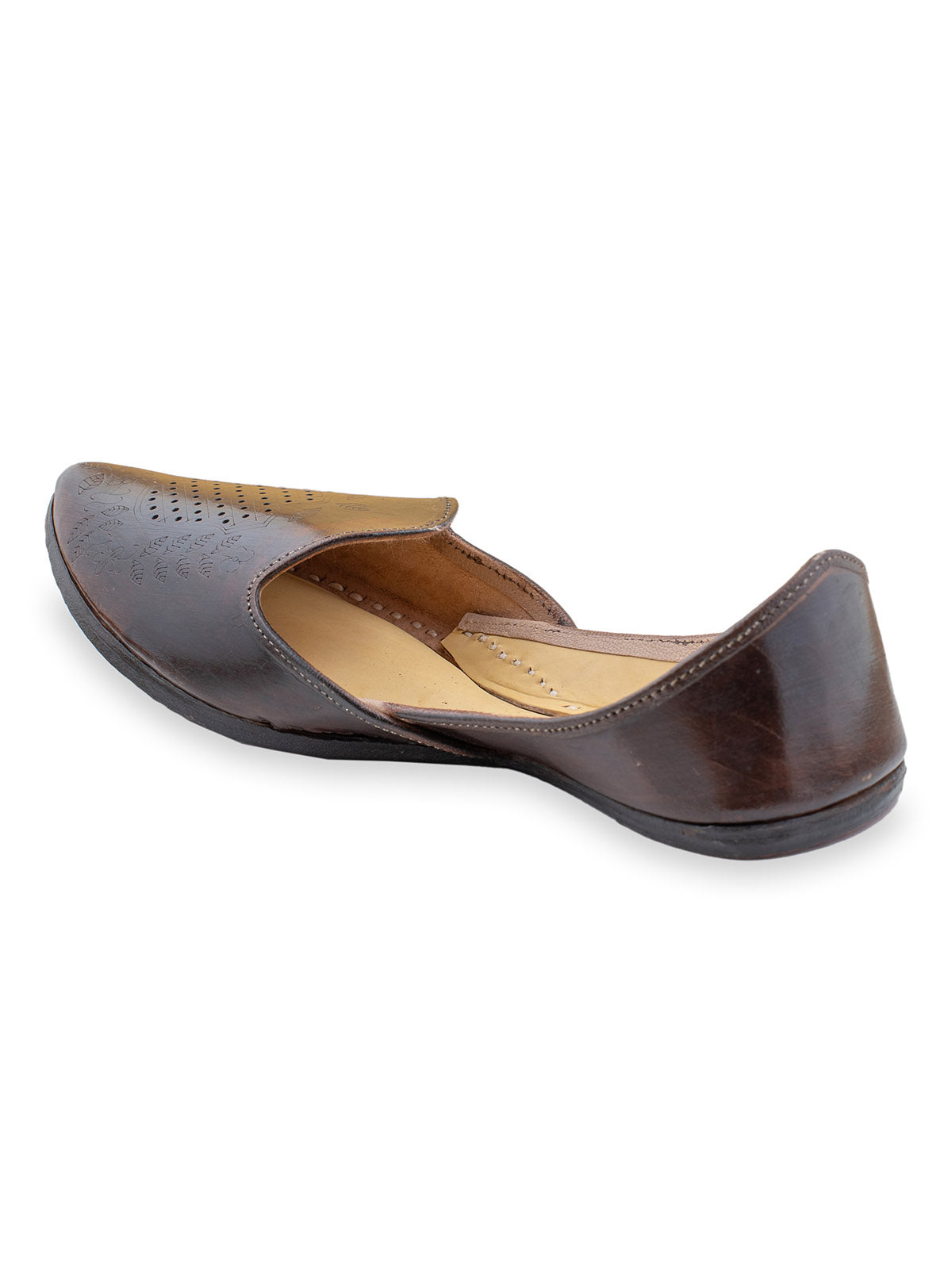 Meera's Brown Leather Punjabi Jutti for Men