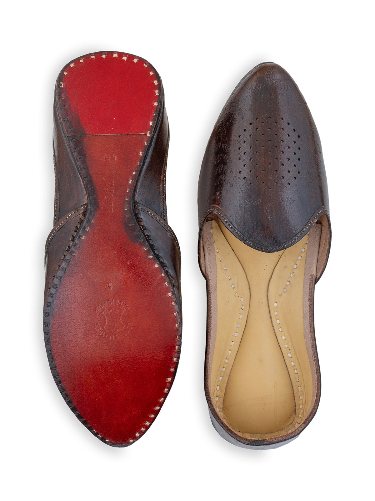 Meera's Brown Leather Punjabi Jutti for Men