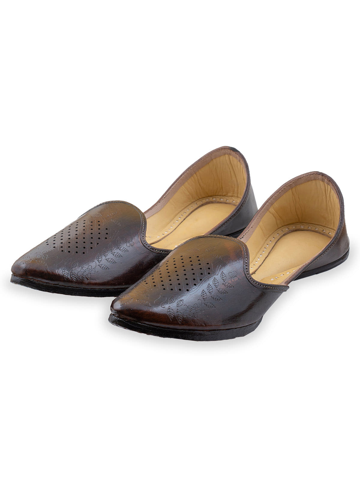 Meera's Brown Leather Punjabi Jutti for Men