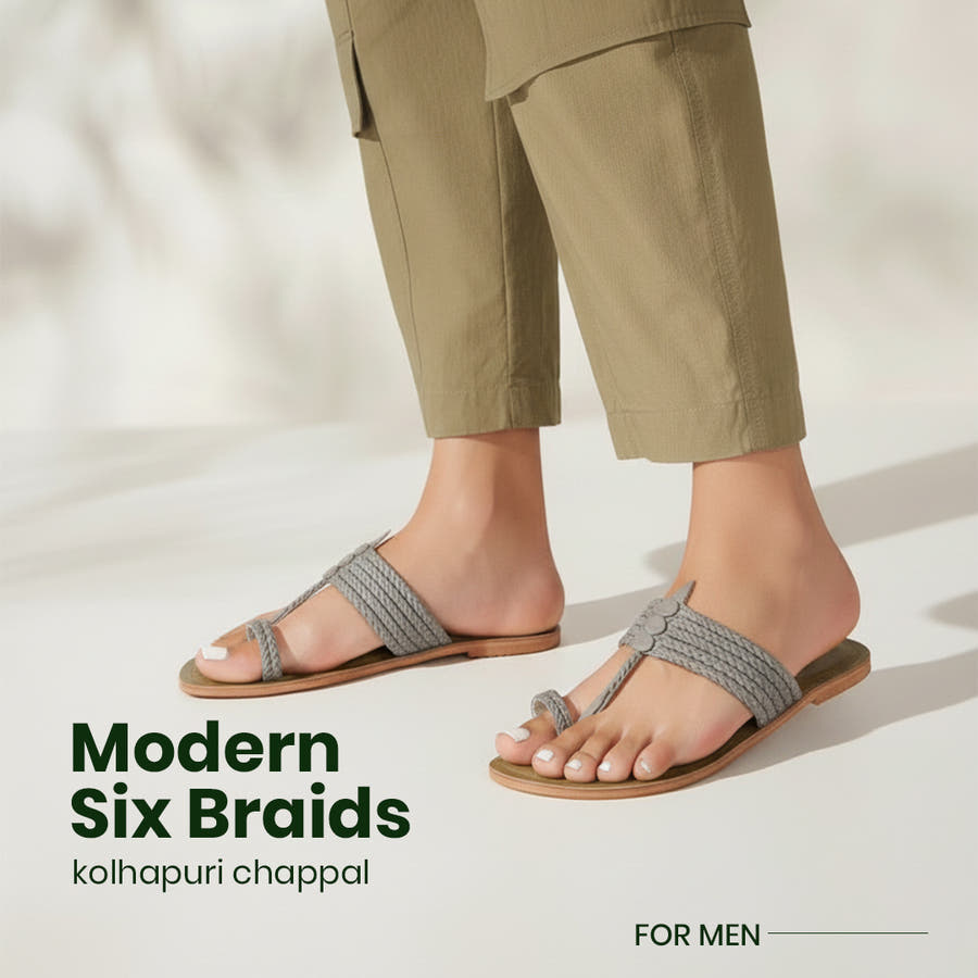 Modern - Six Braids - Men's Kolhapuri Chappal