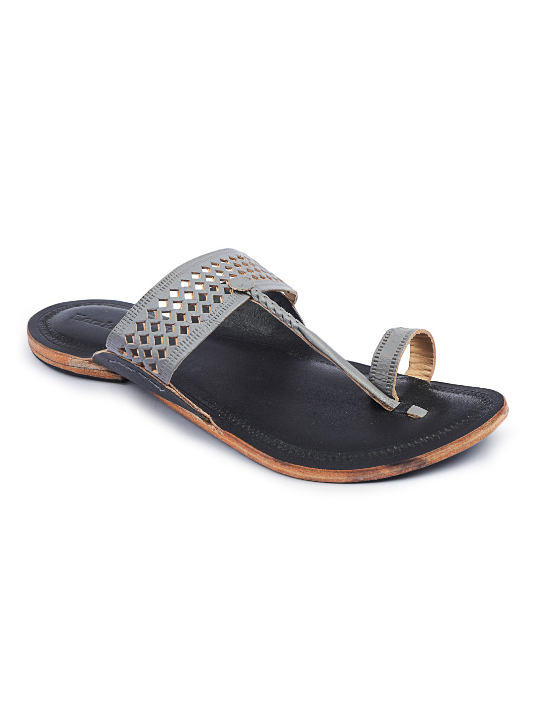 black kolhapuri chappal