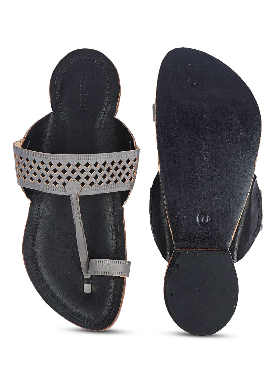 black kolhapuri chappal