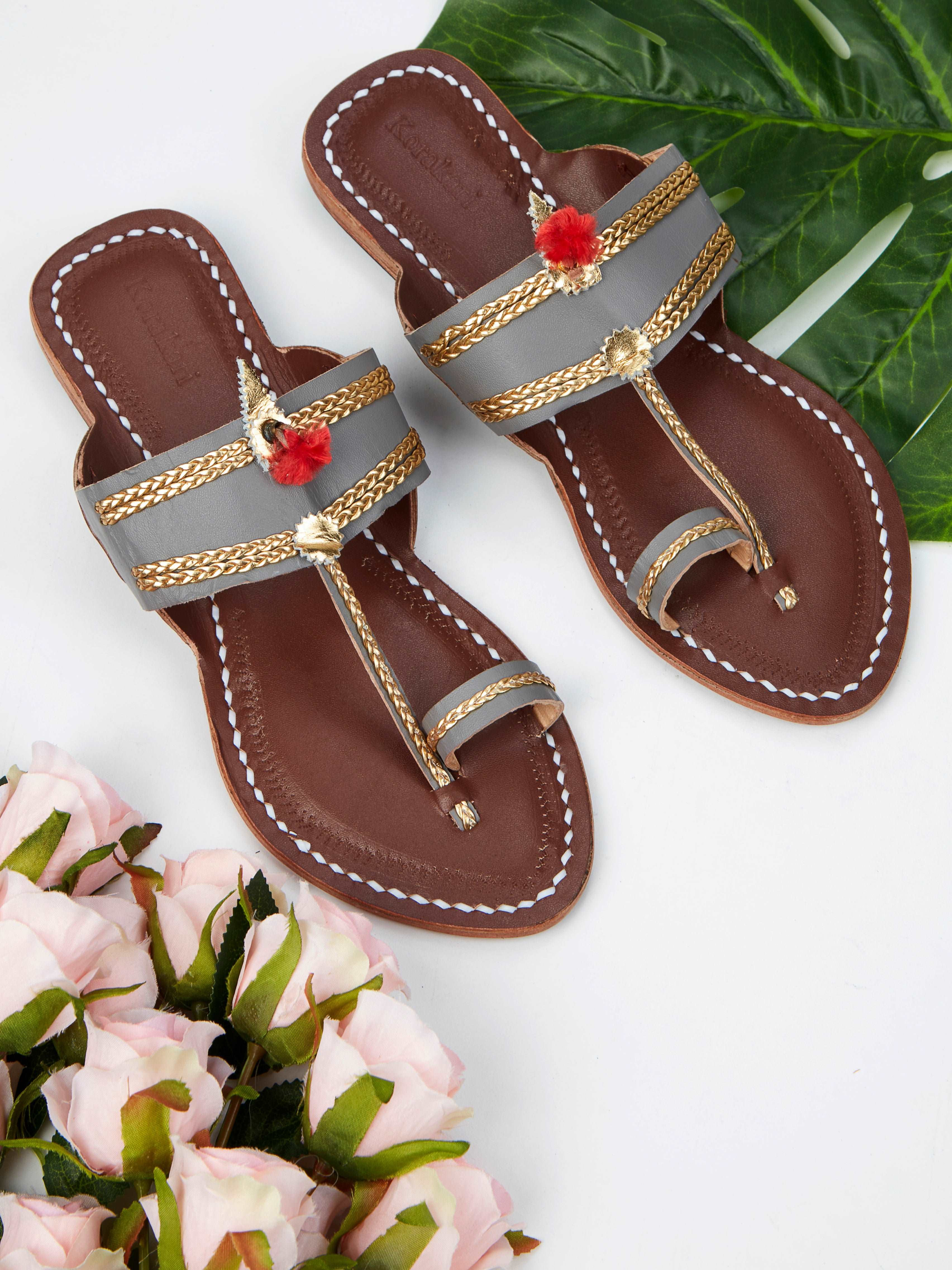 Headturner Grey-women's kolhapuri chappal