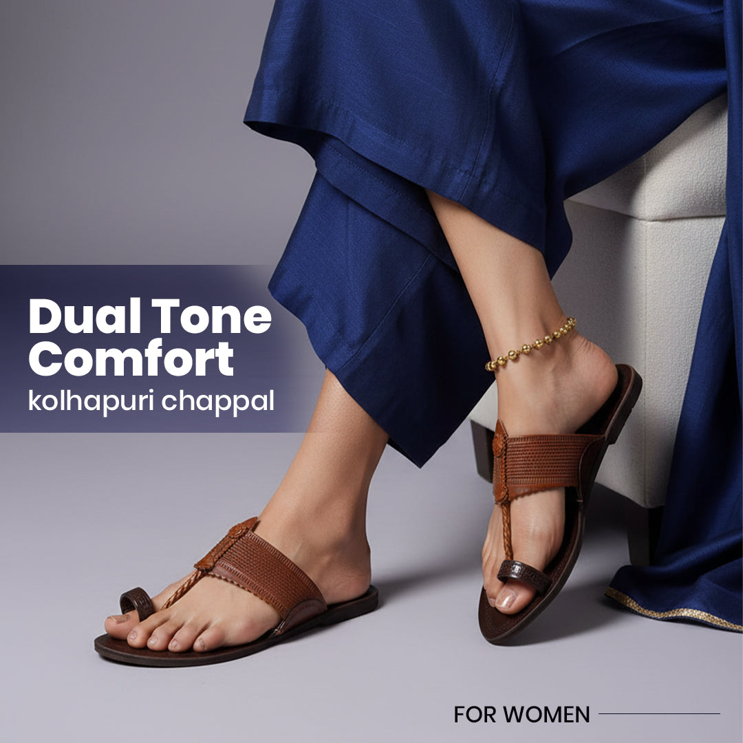 Dual Tone Comfort Women's Kolhapuri Chappal