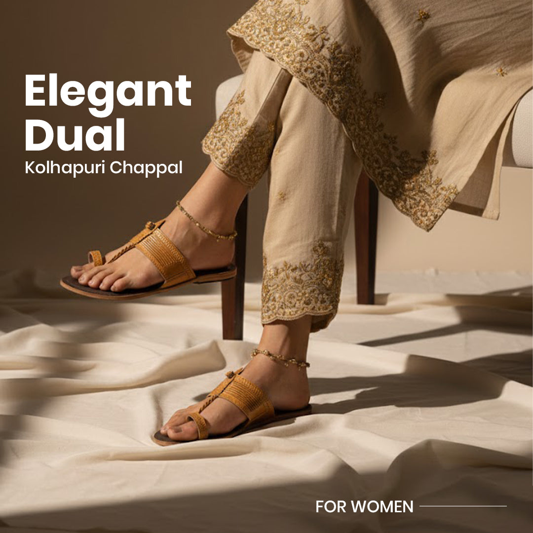 Women In Elegant Dual - Kolhapuri Chappal