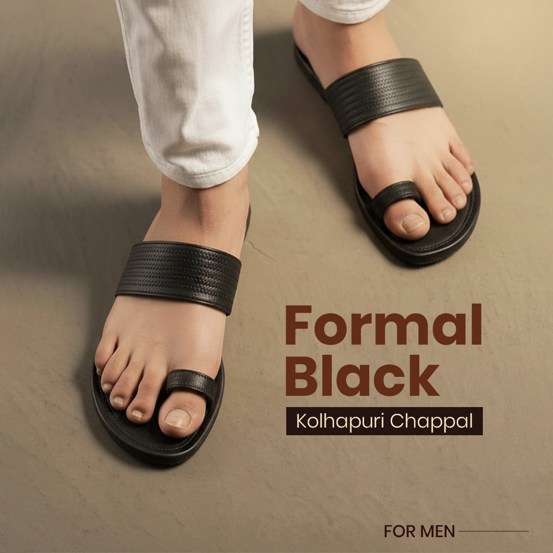 formal black kolhapuri chappal for men