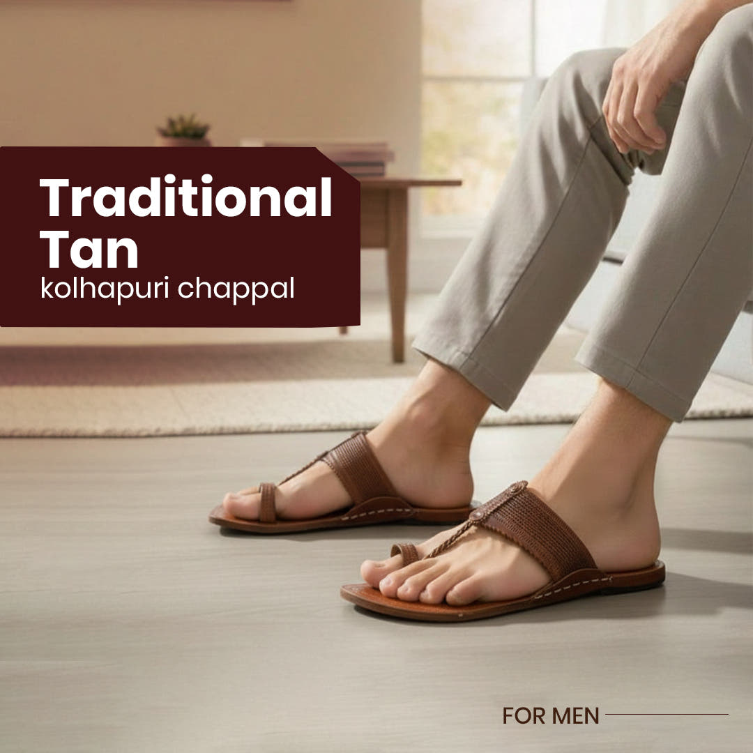 Traditional Tan Men's Kolhapuri Chappal