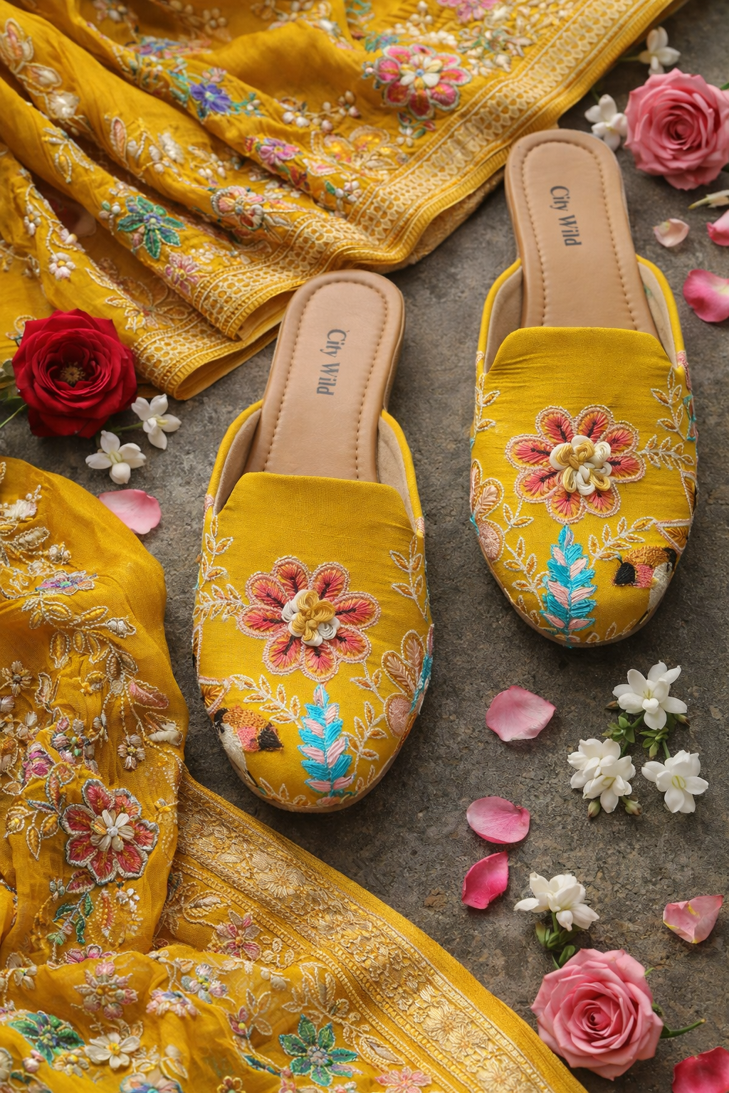 Mogra - Yellow Flat Mule
