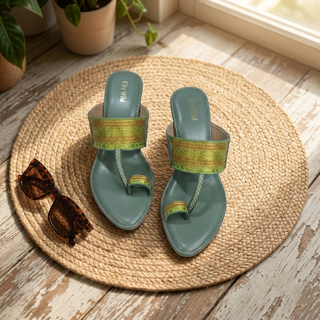Citrus - Lime Green Kolhapuri Sandals