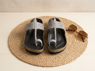 Women's Kolhapuri Sandals – Genuine Leather Five-Braided Flats
