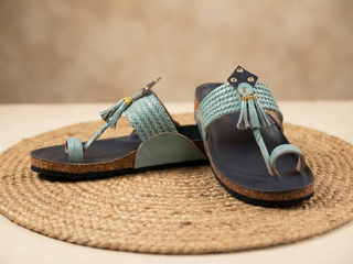 Kolhacork - Sky Blue Women Fusion kolhapuri