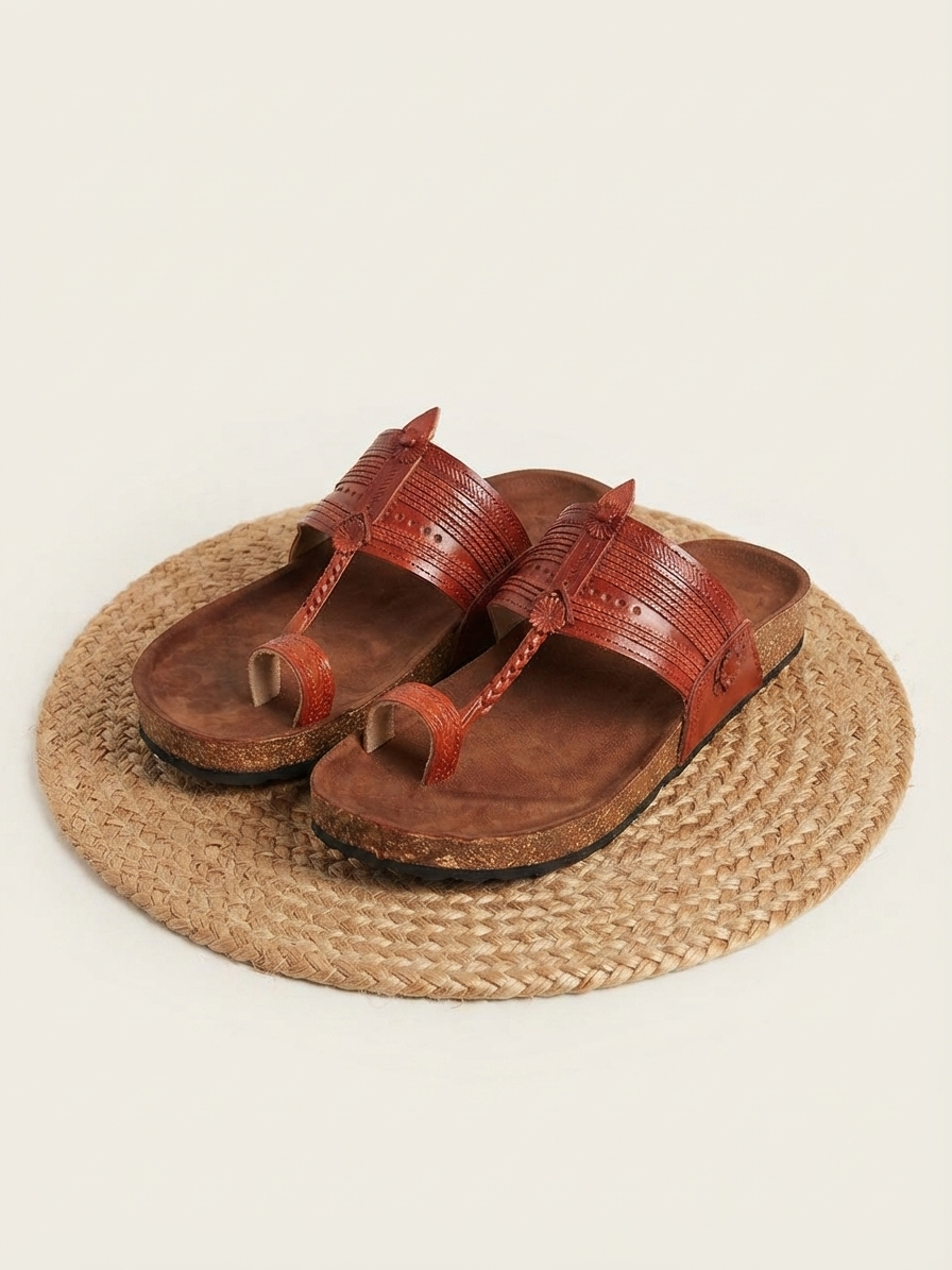 The Royal Regalia: Fusion Men’s Cork Base Kolhapuri