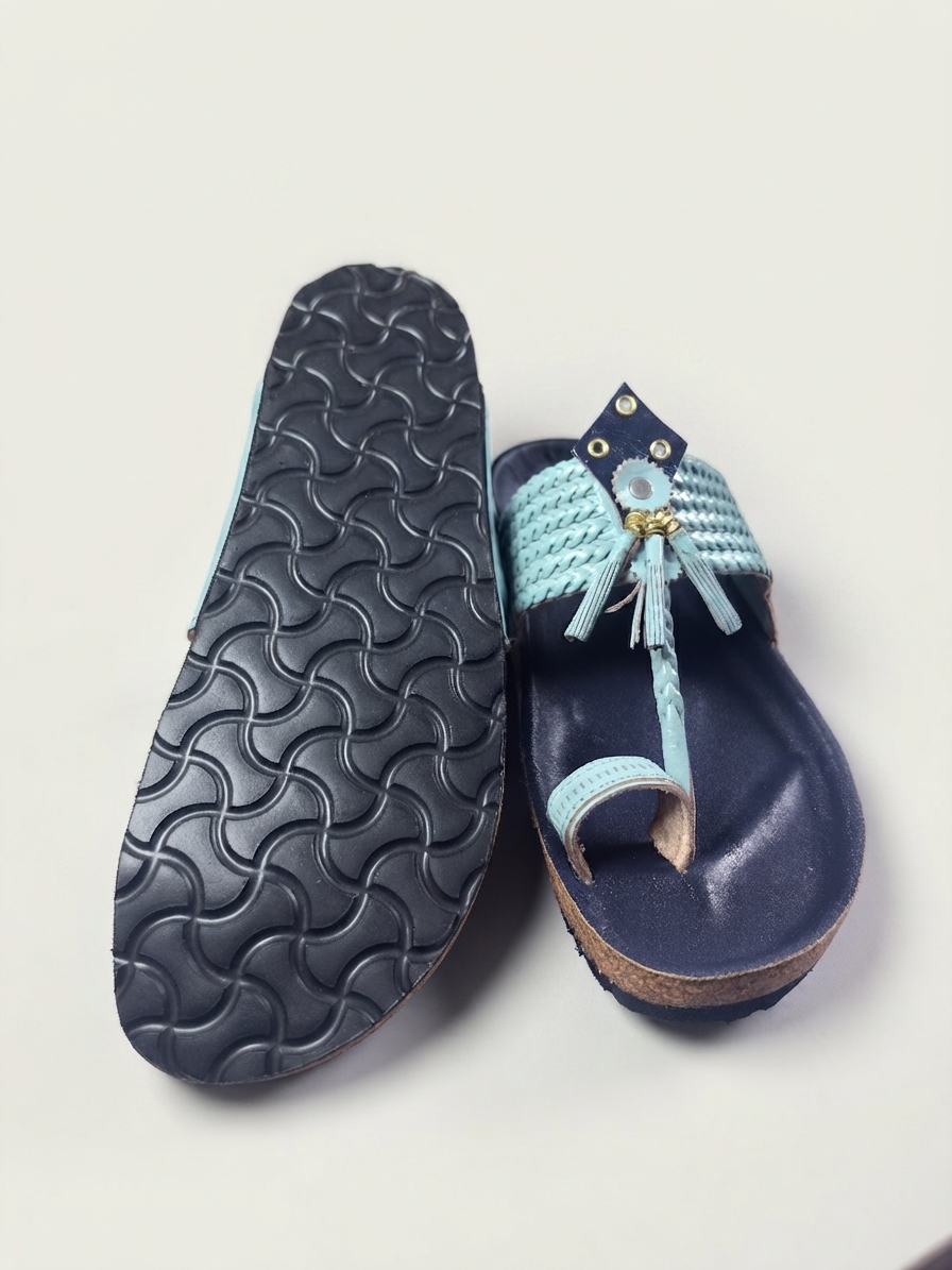 Kolhacork - Sky Blue Women Fusion kolhapuri