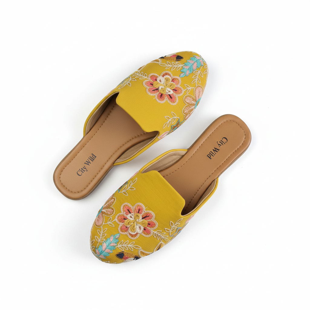 Mogra - Yellow Flat Mule