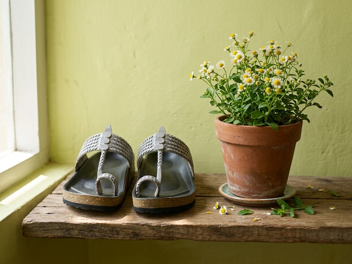 Men Fusion Kolhapuri Sandal with Five Braided Grey Upper