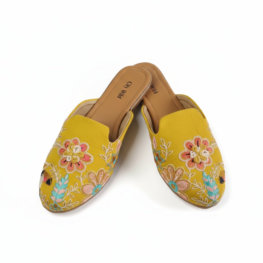 Mogra - Yellow Flat Mule