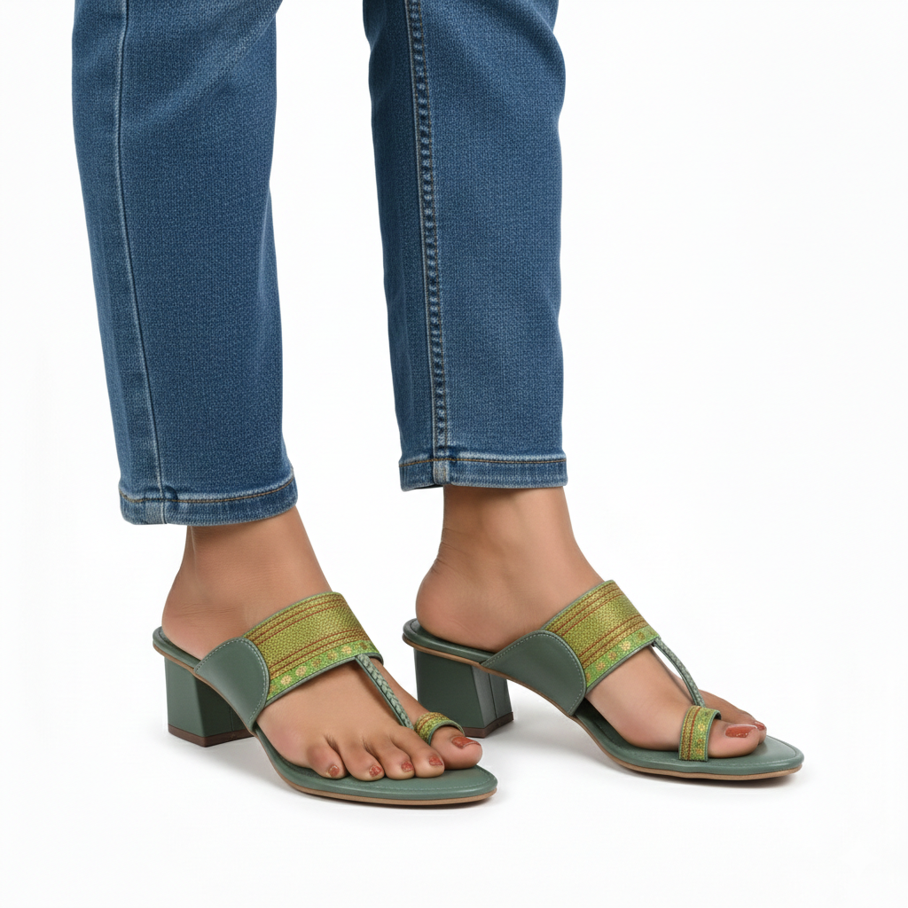 Citrus - Lime Green Kolhapuri Sandals