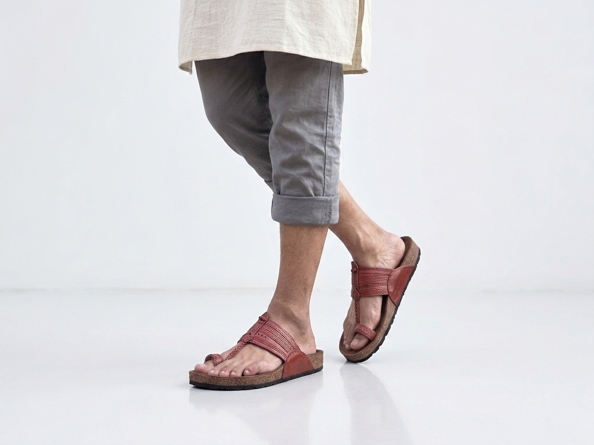 The Royal Regalia: Fusion Men’s Cork Base Kolhapuri