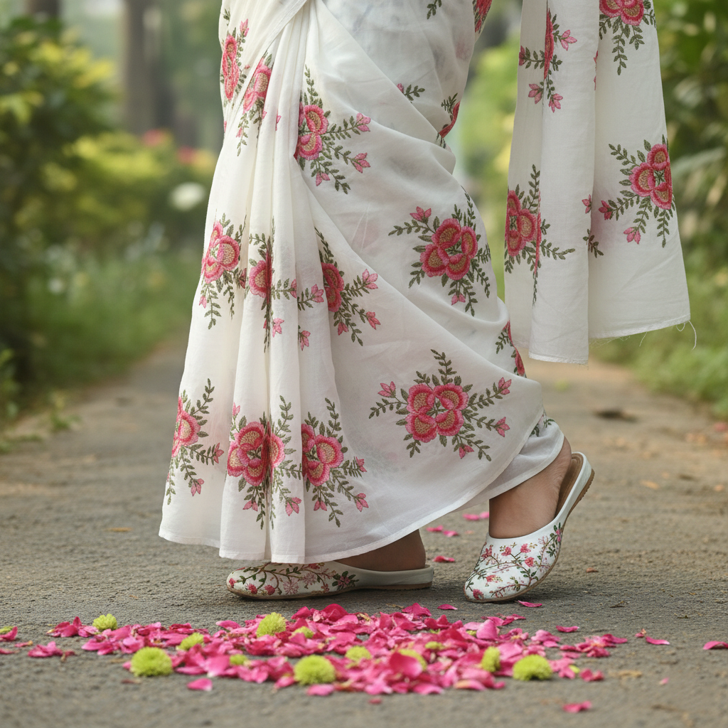Noor - White Flat Mule