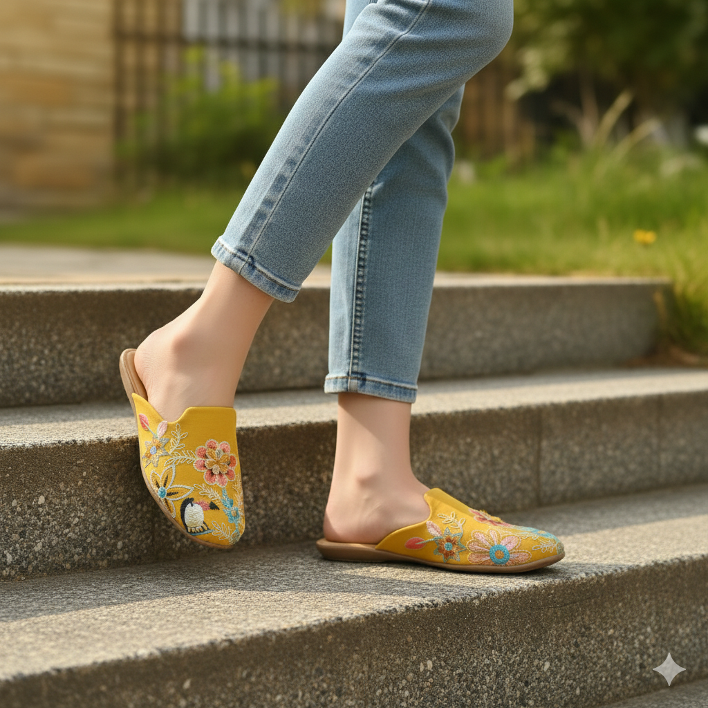 Mogra - Yellow Flat Mule